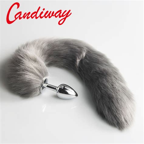 Grey Fox Tail Butt Anal Plug Dog Tails Sex Toy Bullet Buttplug G Spot