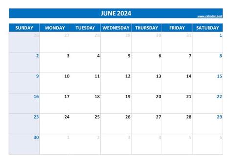 June 2024 Calendar Calendarbest