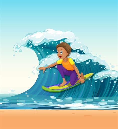 Man Surfing On Big Waves 455034 Vector Art At Vecteezy