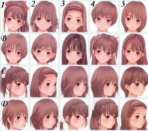 Anime hair with different hairstyles drawing examples. Cute Anime Hairstyles ~ trends hairstyle