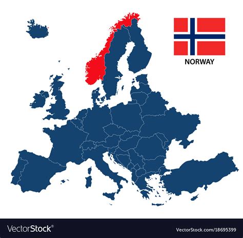 Map Of Europe With Highlighted Norway Royalty Free Vector