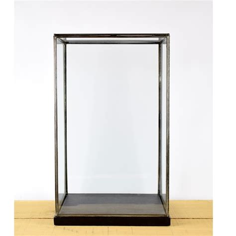 Hand Made Glass And Black Metal Frame Display Showcase Box With Black Wooden Base 42 Cm