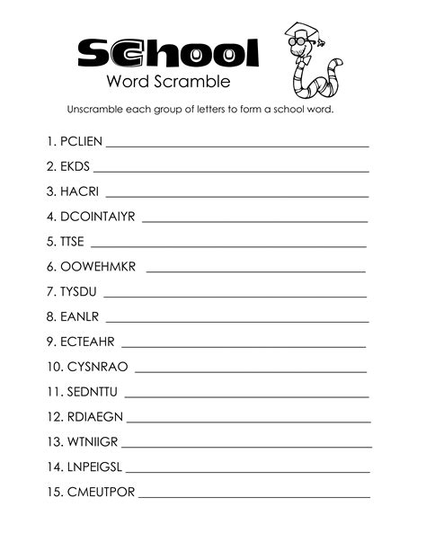 Free Printable Word Scramble Each Puzzle Is Based On The Title Of The