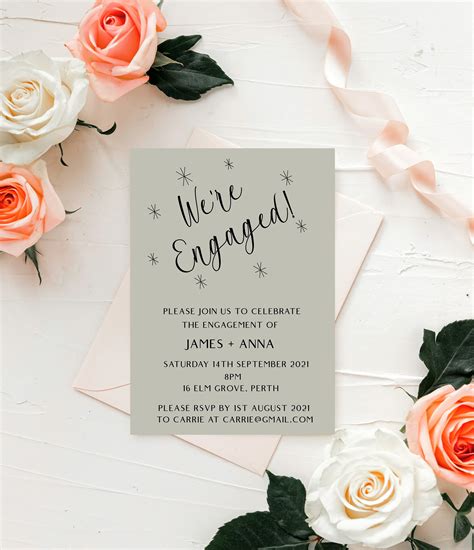 Elegant Engagement Party Invitation Template Editable Etsy