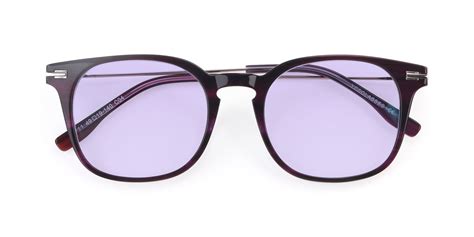 Dark Purple Oversized Keyhole Bridge Square Tinted Sunglasses With Light Purple Sunwear Lenses