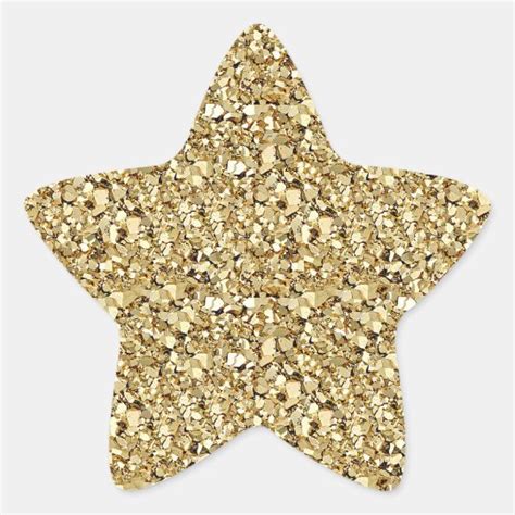 Custom Message Gold Star With Gold Glitter Texture Star Sticker
