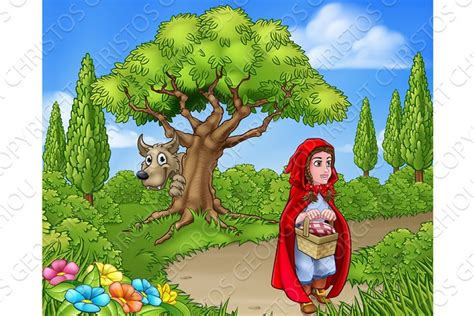 Little Red Riding Hood And Wolf Scene Pre Designed