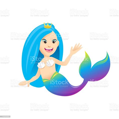 Mermaid Cartoon Character Cute Isolated On White Background Beautiful