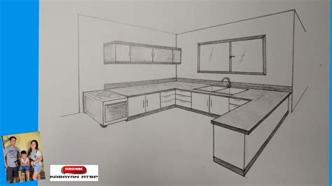 How To Draw Two Point Perspective Kitchen Youtube