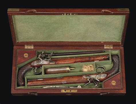 A Cased Pair Of Bore Flintlock Duelling Pistols By H W Mortimer