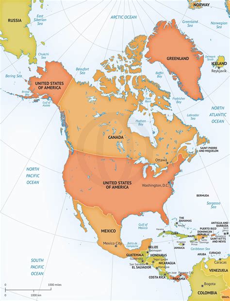 Vector Map Of North America Continent One Stop Map North America