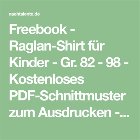 Free book cover design templates. Raglanshirt Kinder Gr. 82 - 98 zum selber nähen | Freebook ...