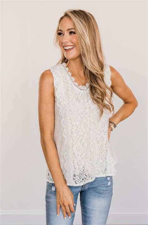 Took Me By Surprise Sleeveless Lace Blouse Ivory The Pulse Boutique