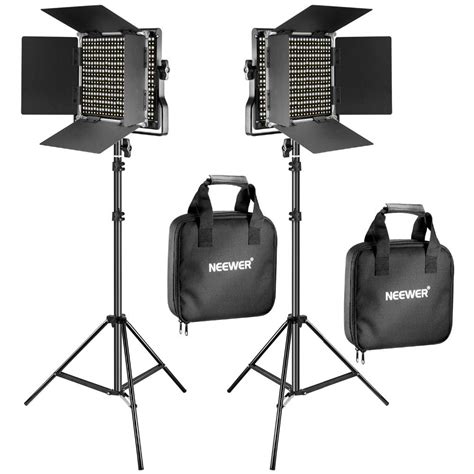 Neewer 2 Pack Bi Color 660 Led Video Light Stand Kit For Studio