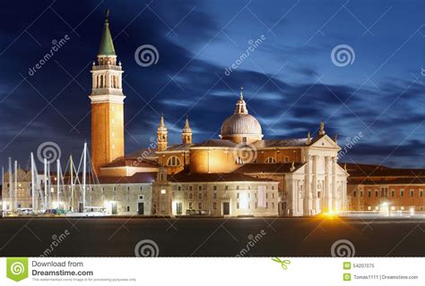 Gondolas With View Of San Giorgio Maggiore Venice Italy Stock Image