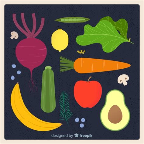 Set De Frutas Y Verduras Vector Gratis