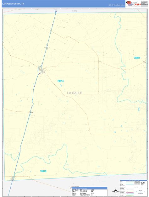 La Salle County Tx Zip Code Wall Map Basic Style By Marketmaps Mapsales