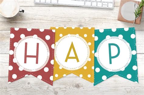 Free Printable Colorful Polka Dot Happy Birthday Banner Letters World Of Printables