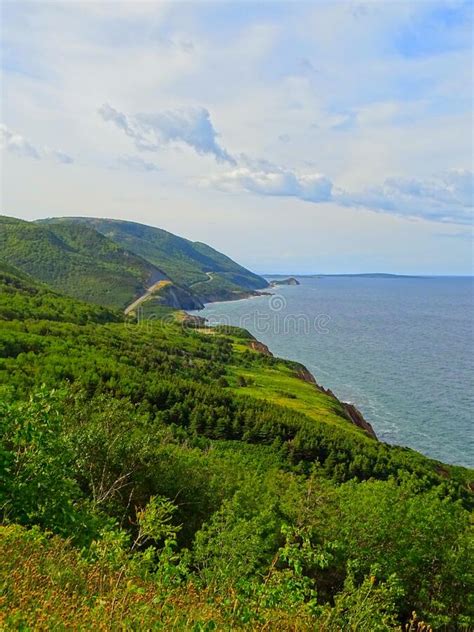 Scenic Cabot Trail In Nova Scotia Canada Along Railing Overseeing