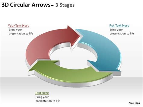 3d Circular Arrows Process Smartart 3 Stages Ppt Slides Diagrams