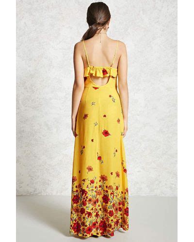 Forever 21 Floral Button Down Maxi Dress In Yellow Lyst Dresses