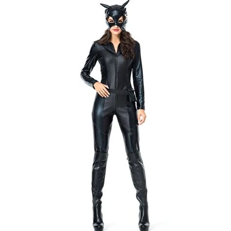 sexy black cat womens costume halloween adult party cosplay clothing pvc