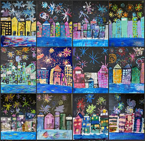 Marymaking Cityscapes With Fireworks Collages