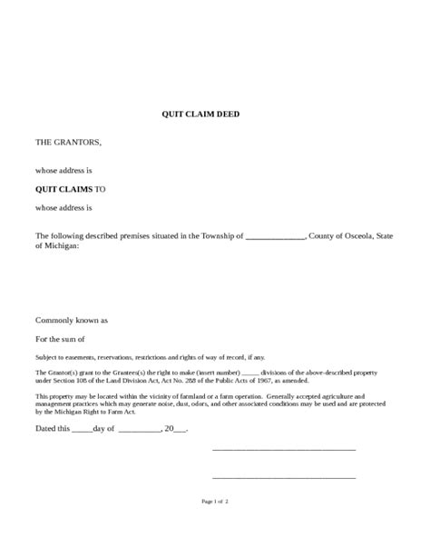 2019 Quit Claim Deed Form Fillable Printable Pdf