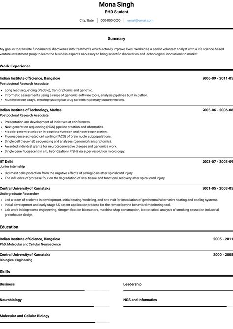 Phd Student Resume Samples And Templates Visualcv