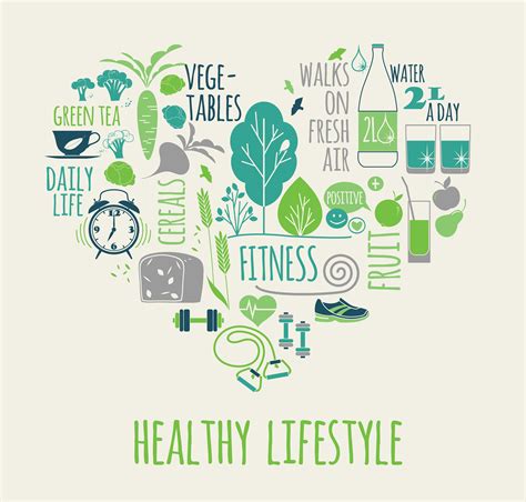 Healthy Lifestyle Vector Illustration In The Shape Of Heart 286860