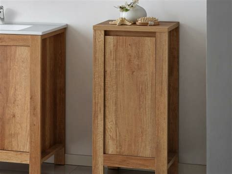 Classic Small Freestanding Bathroom Cabinet Storage Unit 40cm Oak