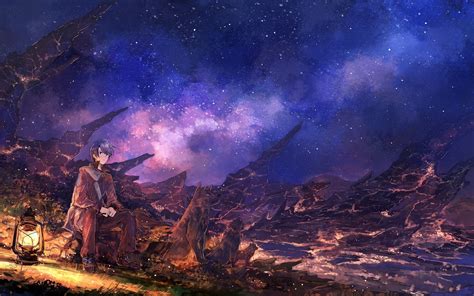 Anime Starry Sky Art Wallpapers Wallpaper Cave