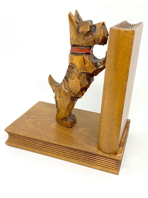 Vintage Black Forest Wood Carved Scotty Dog Bookends 1950s At 1stdibs