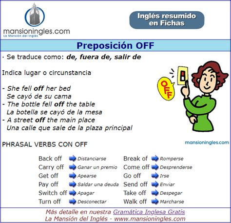 Preposición Off En Inglés Ficha Resumen