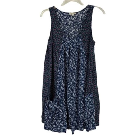 Umgee Dresses Umgee Blue Floral Sleeveless Tunic Mini Dress With