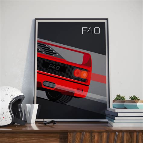 F40 Classic Sports Car Print Etsy Ferrari F40 Ferrari Poster