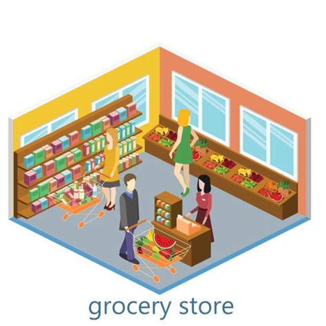 Supermarket Aisles 3d Illustrations Royalty Free Vector Graphics