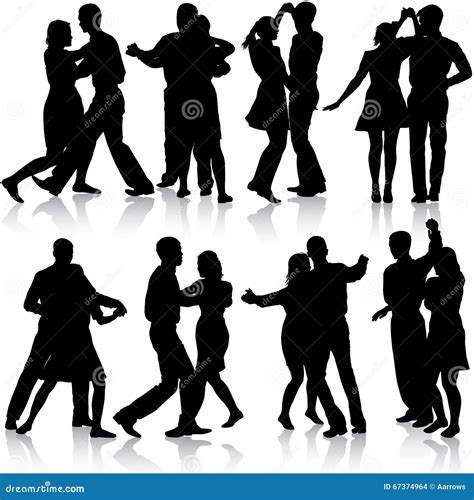 Black Silhouettes Dancing On White Background Vector Illustration