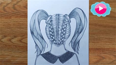 How To Draw Cute Girl With Two Ponytails And Braid Pencil Sketchart