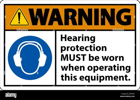 warning hearing protection must be worn sign stock vector image and art alamy