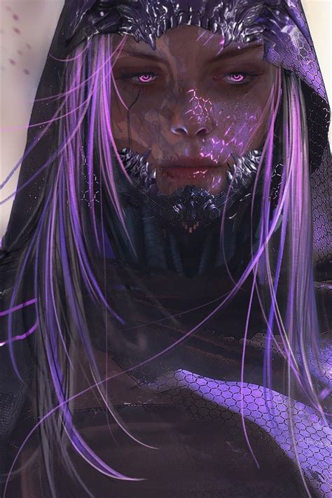 Wallpaper Fantasy Girl Purple Hair And Girl With Purple Hair