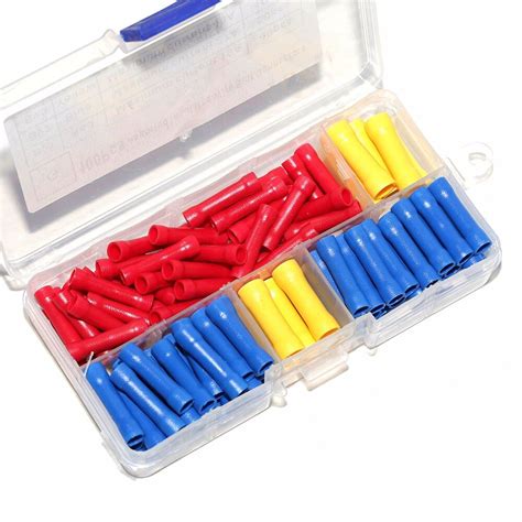 100pcs 10 22 Awg Assorted Insulated Straight Wire Butt Connector