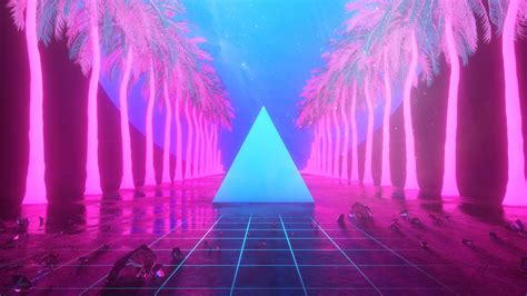 2560x1440 Miami Trees Triangle Neon Artwork 4k 1440p