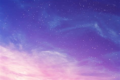 View On A Evening Purple Sky With Cirrus Clouds And Stars Stock Photo