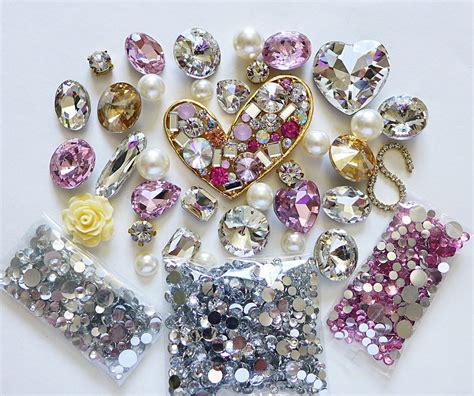 Diy 3d Heart Crystal Pink Glass Gems Bling Bling Deco Kit Z425