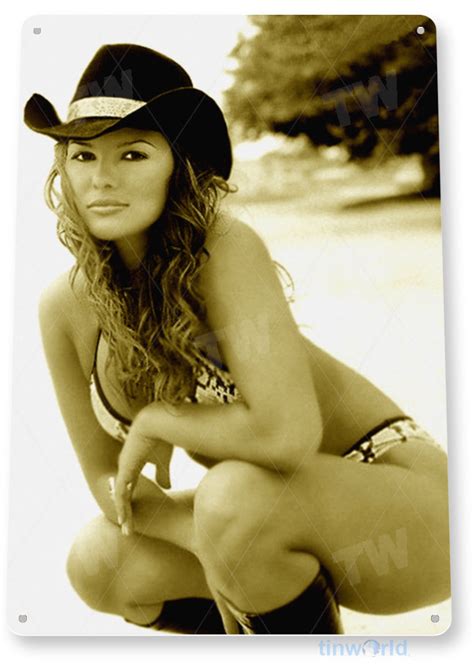 Cowgirl Pin Up Sign A Tinworld Model Pin Up Signs Tinsign Com