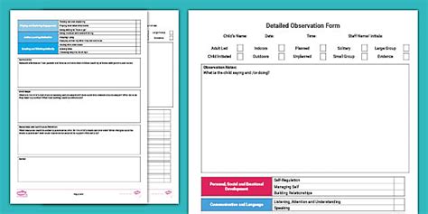 Detailed Eyfs Observation Template And Next Steps Template