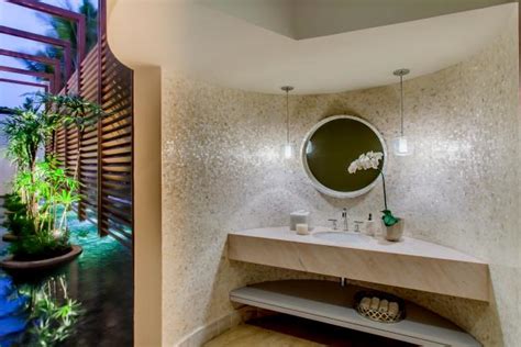 Sophisticated Powder Room With Metallic Mosaic Tiles Hgtv
