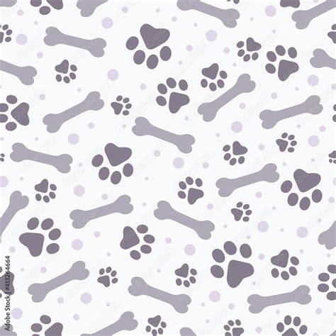 Seamless Pattern Paw Print And Bone Pastel Background Vector