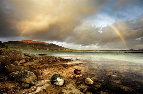 Rainbow Stretching Over Still Rural Lake By George Karbus Photography